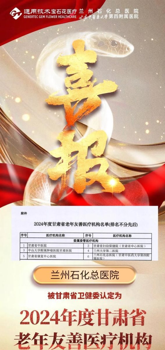 兰州石化总医院获甘肃省“老年友善医疗机构”认证
