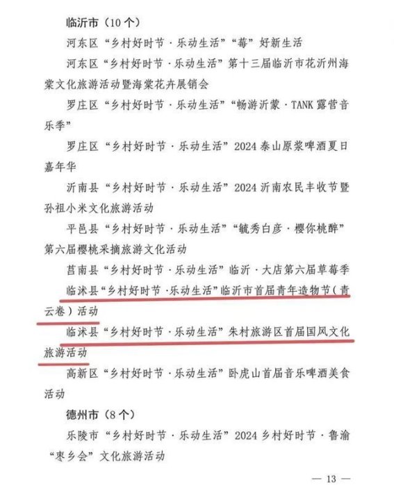 临沭县文旅活动的创新突破：两大活动入选“好客山东·乡村好时节”优秀案例